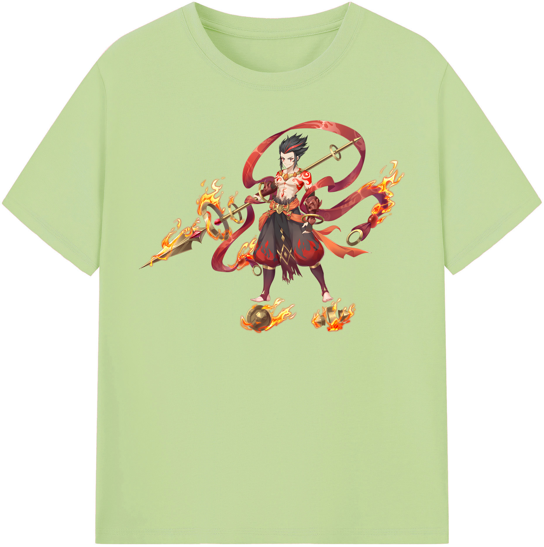 （画像用） Ne Zha 2 ナタ 魔童の大暴れ 綿100％半袖Tシャツ（フロントプリント）